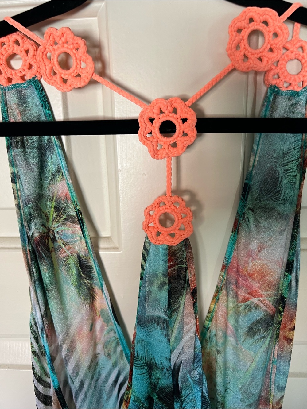 Luli Fama Miami Nice Tropical Jungle Print T-Back CoverUp Dress Size Medium - Picture 7 of 14